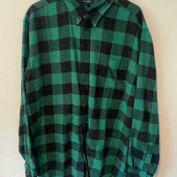 Croft & Barrow 100% Cotton Green/Black Checked Flannel Shirt Sz 2XL - Picture 2 of 6